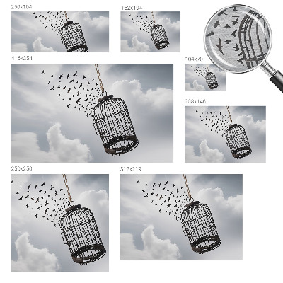 Non-woven photo wallpaper with a flying birds motif