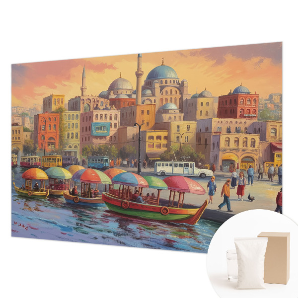 Wall mural with an urban coast design