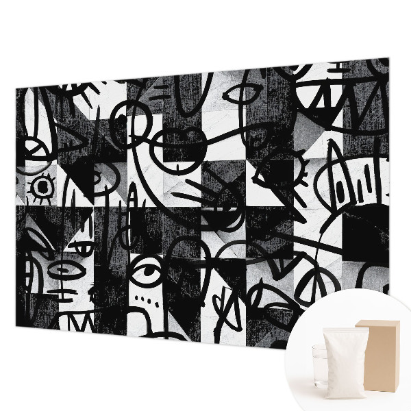 Wallpaper mural with a drawing of chaotic abstract shapes