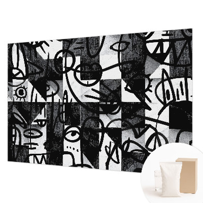 Wallpaper mural with a drawing of chaotic abstract shapes