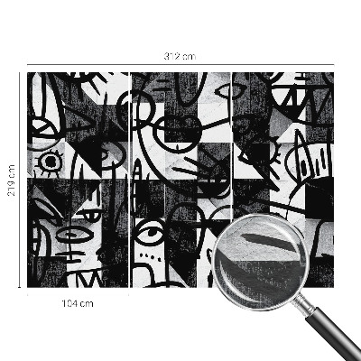 Wallpaper mural with a drawing of chaotic abstract shapes