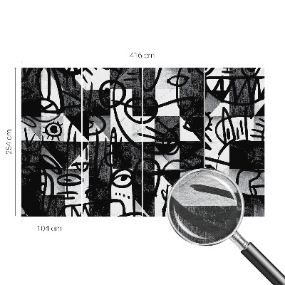 Wallpaper mural with a drawing of chaotic abstract shapes