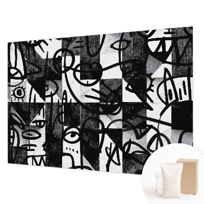 Wallpaper mural with a drawing of chaotic abstract shapes