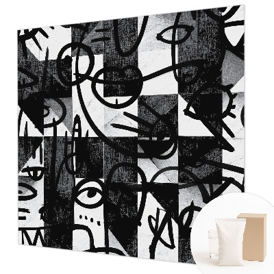 Wallpaper mural with a drawing of chaotic abstract shapes