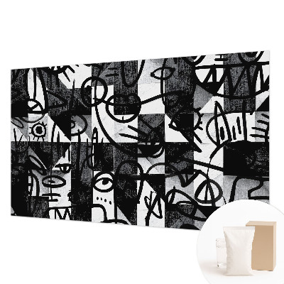 Wallpaper mural with a drawing of chaotic abstract shapes