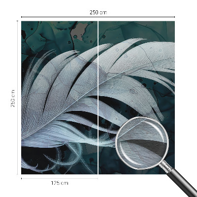 Wall mural for living room with an ethereal feather design
