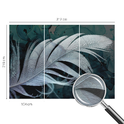 Wall mural for living room with an ethereal feather design