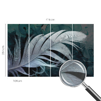 Wall mural for living room with an ethereal feather design