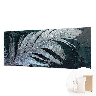 Wall mural for living room with an ethereal feather design
