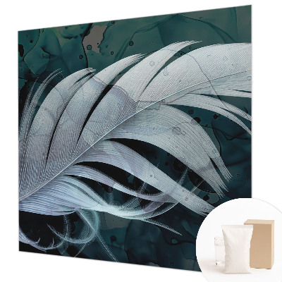 Wall mural for living room with an ethereal feather design