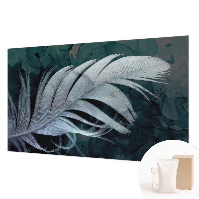 Wall mural for living room with an ethereal feather design