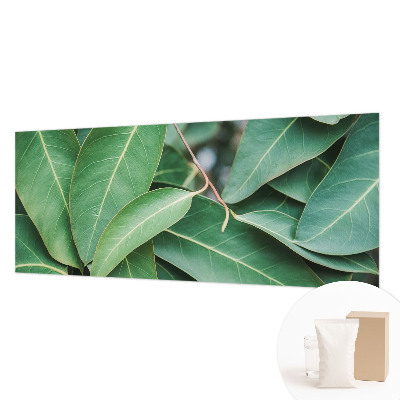 Wallpaper mural for living room with a green leaves design