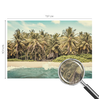 Large wallpaper mural with a tropical beach motif