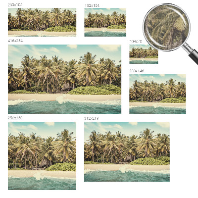 Large wallpaper mural with a tropical beach motif