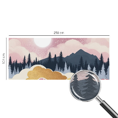 Decorative wall mural for living room with a pink sunset design