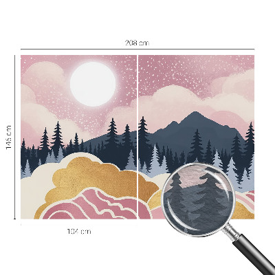 Decorative wall mural for living room with a pink sunset design
