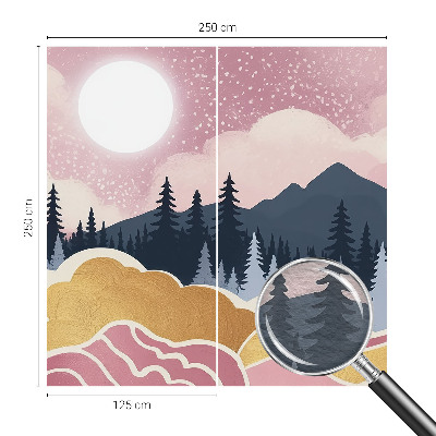 Decorative wall mural for living room with a pink sunset design