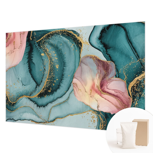 Decorative wall mural for living room featuring artistic wave patterns