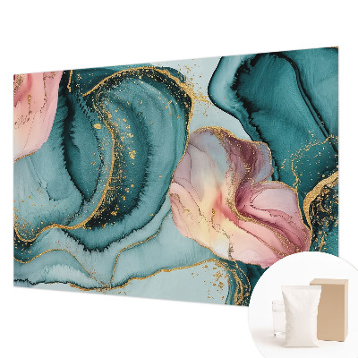 Decorative wall mural for living room featuring artistic wave patterns