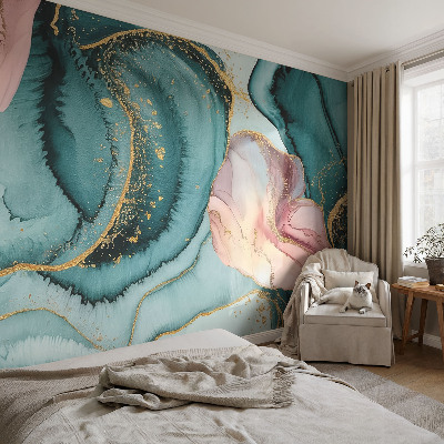 Decorative wall mural for living room featuring artistic wave patterns