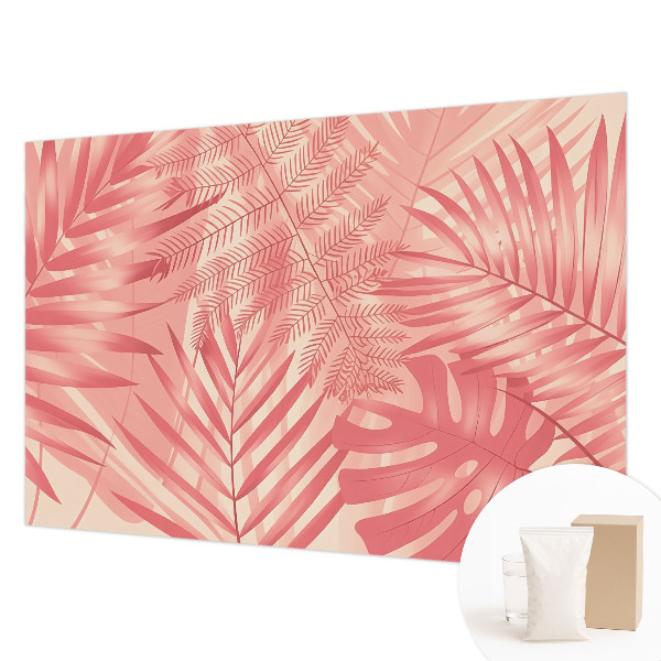 Wall mural for living room with a tropical leaves design