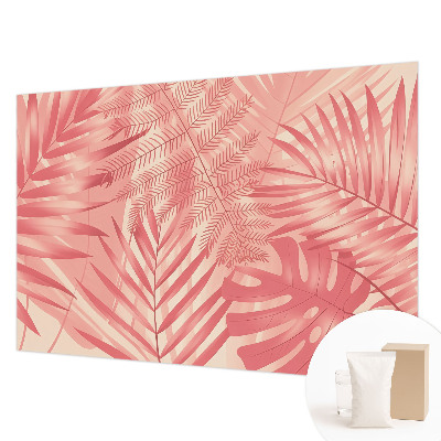 Wall mural for living room with a tropical leaves design