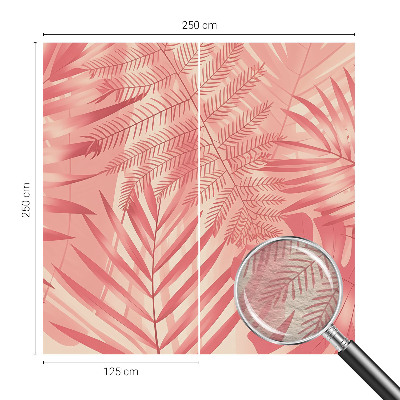 Wall mural for living room with a tropical leaves design