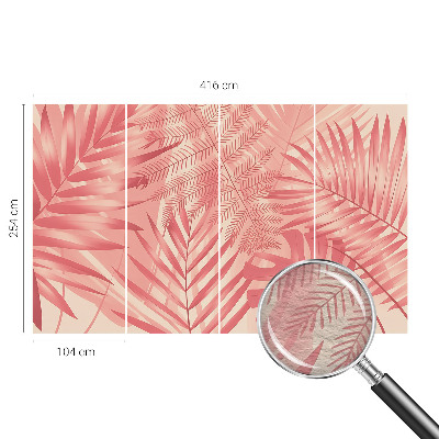 Wall mural for living room with a tropical leaves design