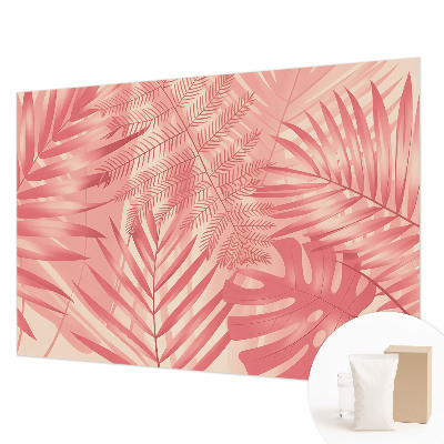Wall mural for living room with a tropical leaves design