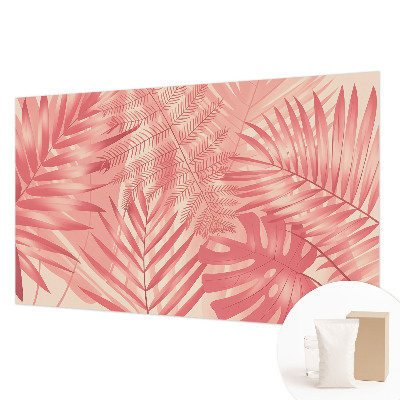 Wall mural for living room with a tropical leaves design