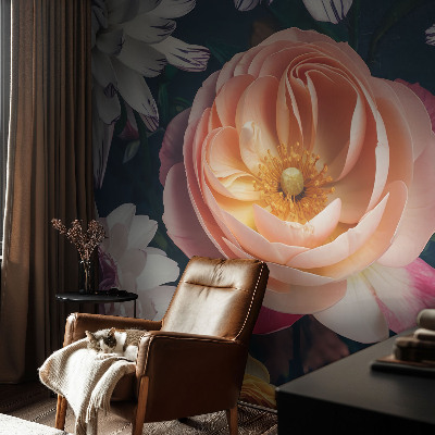 Large wall mural with a floral harmony design