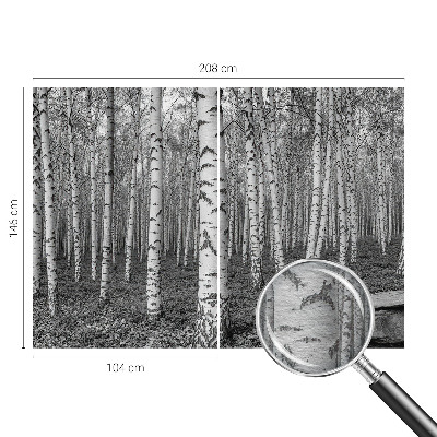 Large wallpaper mural with a birch forest design