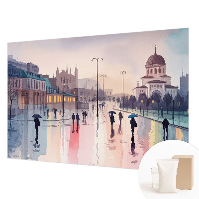 High quality photo wallpaper with a rainy walk photographic motif