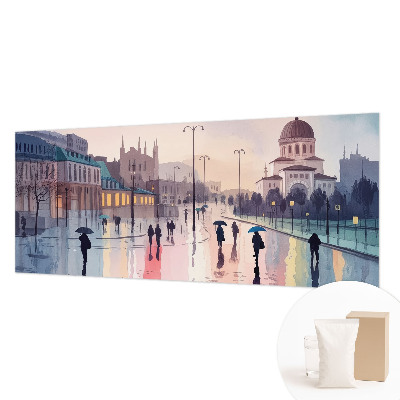 High quality photo wallpaper with a rainy walk photographic motif