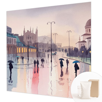 High quality photo wallpaper with a rainy walk photographic motif