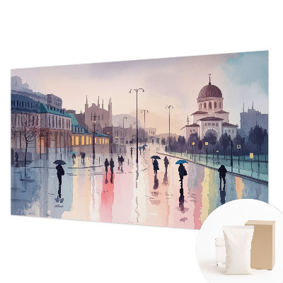 High quality photo wallpaper with a rainy walk photographic motif