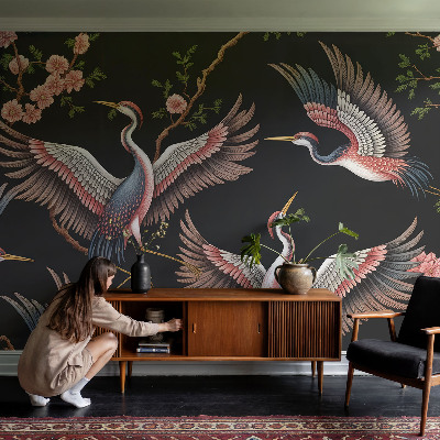 Premium photo wallpaper with a floral pattern