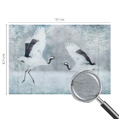 Non-woven wall mural with a harmonious cranes pattern