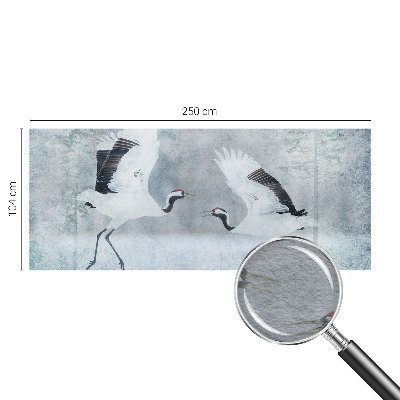 Non-woven wall mural with a harmonious cranes pattern
