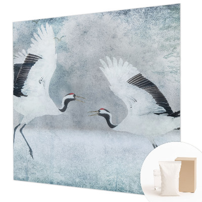 Non-woven wall mural with a harmonious cranes pattern