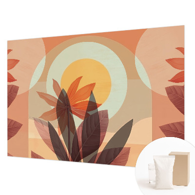 Non-woven photo wallpaper with a floral abstraction design