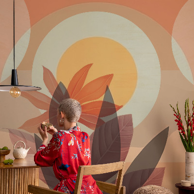 Non-woven photo wallpaper with a floral abstraction design