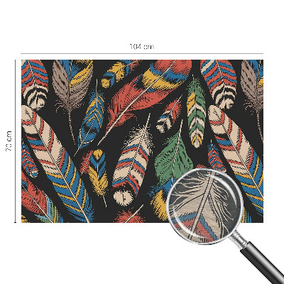 Non-woven wall mural with a colorful feather pattern