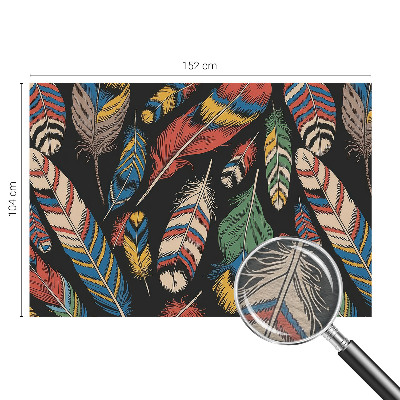 Non-woven wall mural with a colorful feather pattern