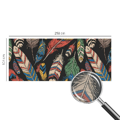 Non-woven wall mural with a colorful feather pattern