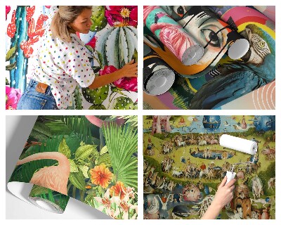 Non-woven wall mural Colorful feathers