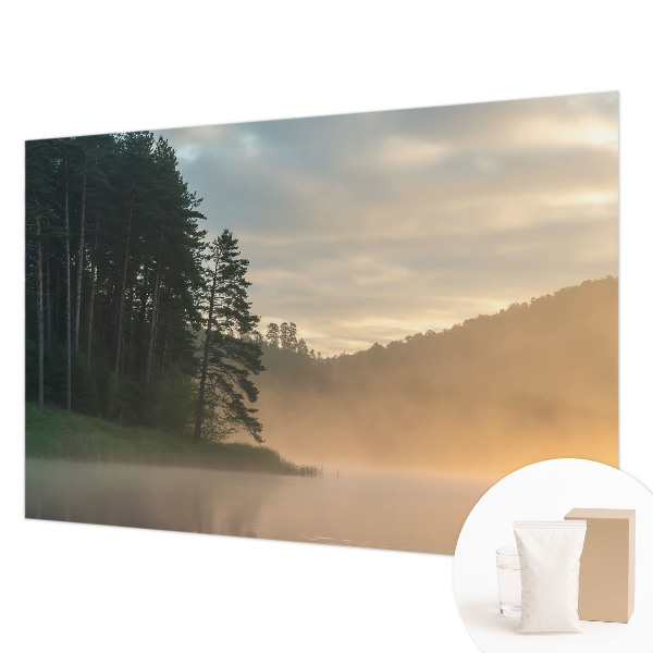 Wall mural with a foggy morning landscape