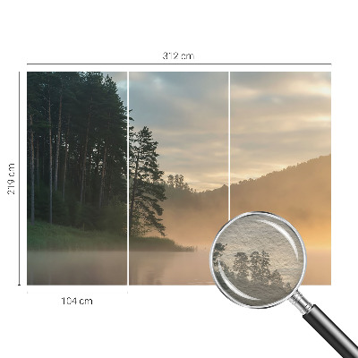 Wall mural with a foggy morning landscape
