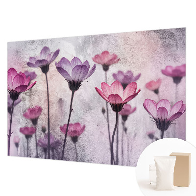 Photo wall mural with a pastel flower design