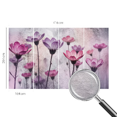 Photo wall mural with a pastel flower design
